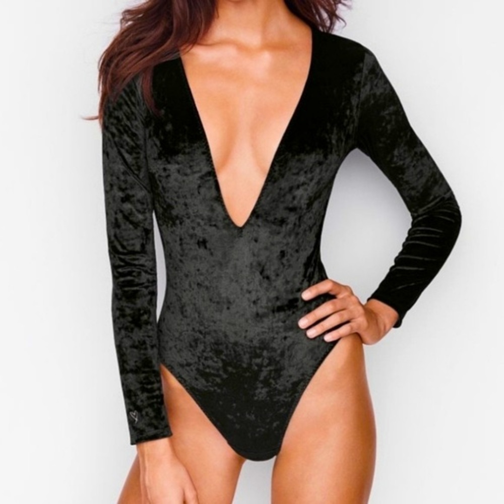 Victoria’s Secret Crushed Velvet Thong Bodysuit